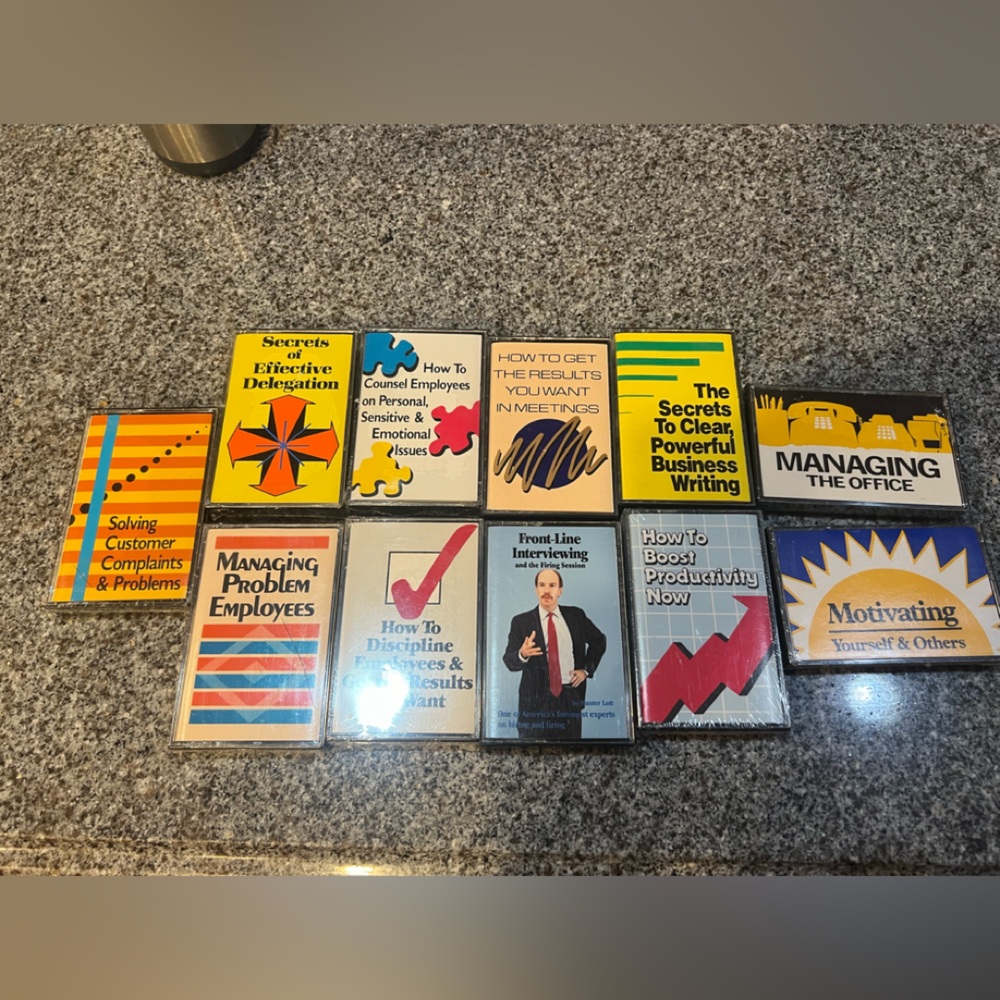 Management cassette tapes from 1980s corporate - 3 new 8 used